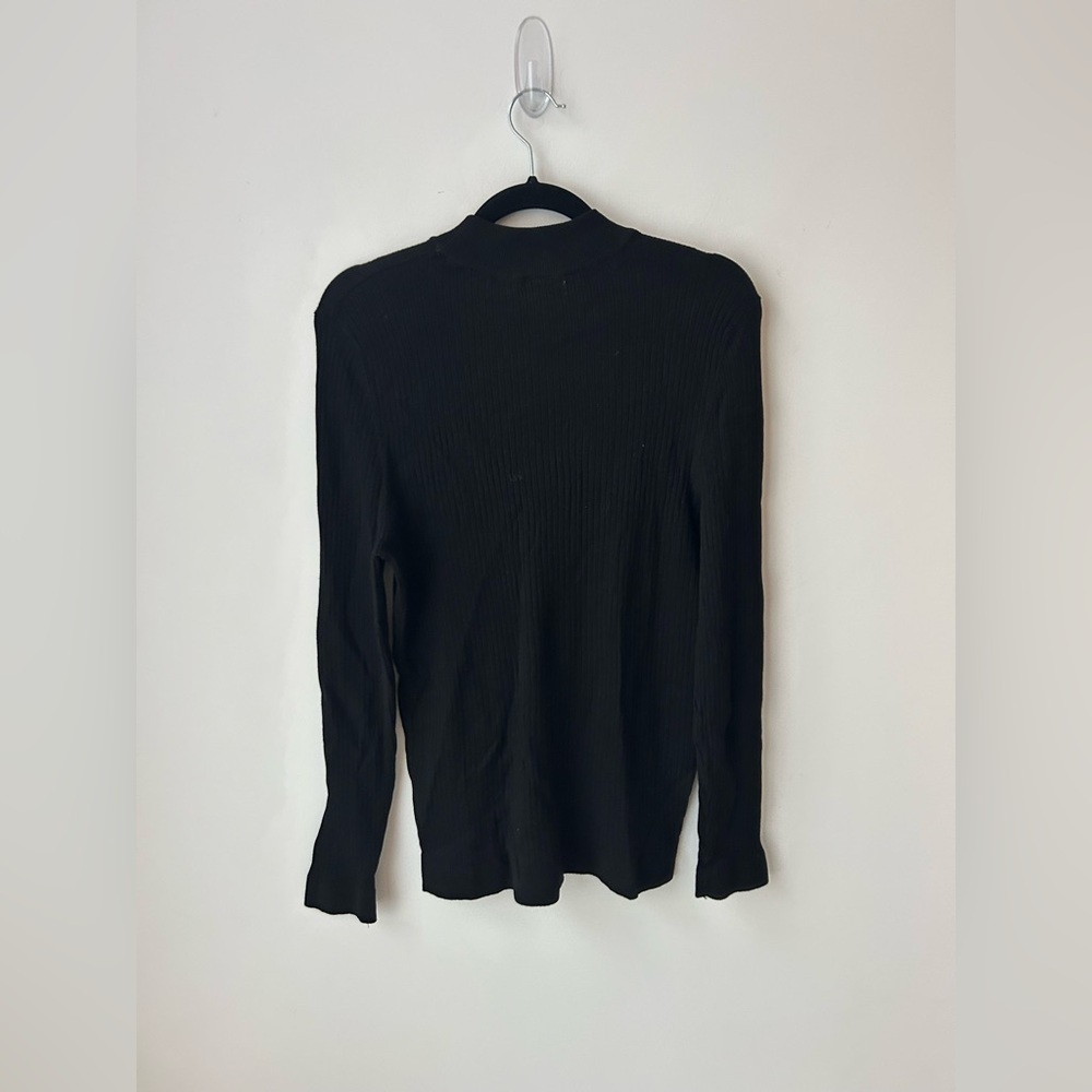 Zara Ribbed Mock Neck Sweater Black | Minimalist Slim Fit Long Sleeve Men M - Picture 7 of 8